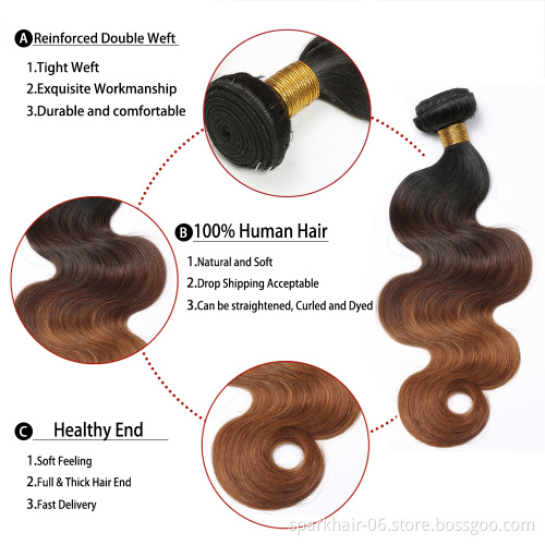 SPARK Body Wave Brazilian Human Hair Bundles With Lace Closure Body Wave ombre color cheap bundles virgin human hair hair